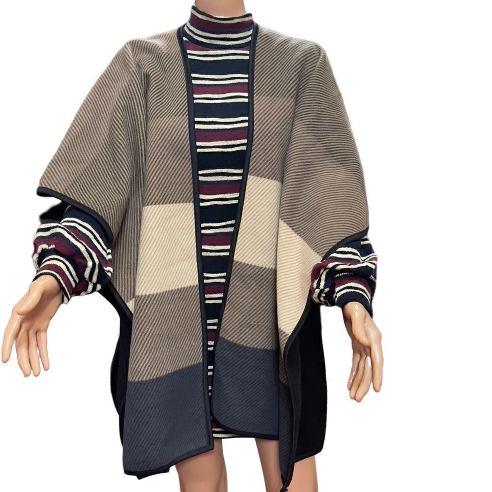 Ike Behar Fleece Colorblock Fashion Wrap One Size - Picture 3 of 13